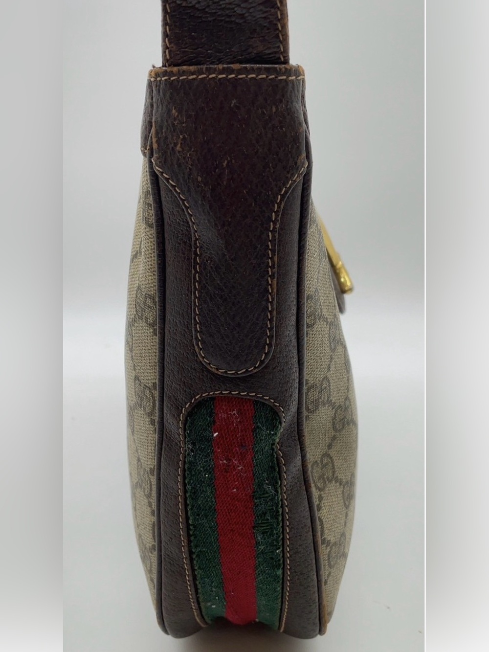 Auth Gucci GG Supreme Sherry Line Riding Boots Brown Shoulder Bag ๐ - Picture 7 of 15